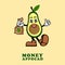 Avocado fruit character carrying cute money vector logo icon