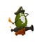 Avocado fruit pirate emoticon on gun with torch