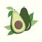 Avocado fuit with leaves illustration