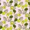 Avocado green on pastel pink seamless vector pattern.