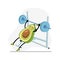 Avocado in gym bench press, character cute active