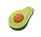 Avocado half, core. Healthy vegetarian cut fruit with pit. Cross-section of vegetable with seed. Fresh organic natural