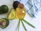 Avocado half oil fresh nature ingredient health white wooden background