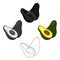 Avocado icon cartoon,black. Singe fruit icon.black. Singe fruit icon