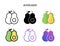 Avocado icons set with different styles.