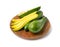 Avocado Isolated, Whole Avokado, Green Avocados Slice, Fresh Alligator Pear, Long Avocado Fruit