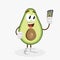 Avocado logo mascot with selfie pose