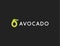 Avocado logo template, vector icon, modern design. Fruit food green illustration on black background.