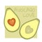 Avocado love vegetarian vector banner