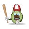 Avocado mascot character with baseball playing gear. vector illustration