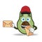 The Avocado mascot character becomes a mail deliverer. vector illustration