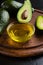 Avocado oil and fresh avocadoes