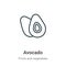 Avocado outline vector icon. Thin line black avocado icon, flat vector simple element illustration from editable fruits concept