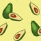 Avocado pattern. Vector seamless texture.