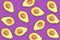 Avocado pattern on violet background