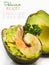 Avocado with prawns salad