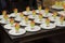 Avocado pudding, restaurant kitchen table