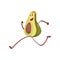 Avocado Running, Funny Exotic Fruit Athlete Cartoon Character Doing Sports Vector Illustration