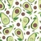 Avocado seamless pattern with leaves