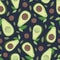 Avocado seamless pattern with leaves