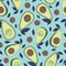 Avocado seamless pattern with leaves