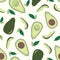 Avocado seamless pattern with leaves