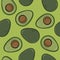 Avocado seamless pattern. Pattern for gift packages, postcards, notebooks, notebooks, office supplies. Summer fruit background.
