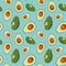 Avocado seamless pattern vector. Design for print recipe, menu, label, fabric, wrapping