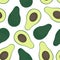 Avocado seamless pattern on white background.