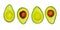 Avocado with seed isolated on white background. Source of omega 3 from natural food. Healthy food for baby. Half pieces of avocado