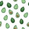 Avocado Set Seamless Pattern, Procreate sketch, Raster illustration, Isolated on white