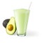 Avocado Shake or Smoothie on White Background