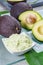Avocado skin & hair care home spa, ripe avocados and bowl with h