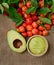 Avocado smoothie with organic brazilian acerola cherry healthy