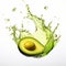Avocado Splash: Vibrant Green Liquid With Tequila Splash On White Background