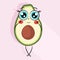 Avocado sticker, character with funny face