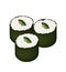 Avocado Sushi Roll or Avocado Maki Isolated on White