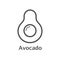 Avocado thin line vector icon. Isolated avocado fruit linear style for menu, label, logo. Simple vegetarian food sign