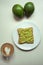 Avocado toast, coffe latte