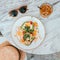 Avocado toast and ice latte