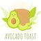 Avocado toast. Sandwich with bread, avocado and green leafs.