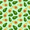 Avocado Tropical Fruit Seamless Pattern Vector Graphic Art - Four Tiles assembled