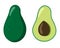 Avocado vector clipart. Whole and half avocado with a stone isolated on a white background.