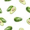 Avocado watercolor illustration seamless pattern.