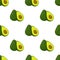 Avocado whole and slice seamless pattern. Tropical fruit. Vector illustration