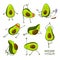 Avocado yoga. Cartoon style cute avocado do yoga. Good for print for clothes, case for smartphone