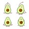 Avocado yoga. Set of cute avocado characters on white background. Yoga for pregnant women. Morning exercises for