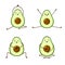 Avocado yoga. Set of cute avocado characters on white background. Yoga for pregnant women. Morning exercises for