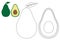 Avocadoes. Coloring book. Kidâ€™s game. Vector