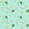 Avocados background. Healthy meal. Watercolor hand drawing seamless pattern